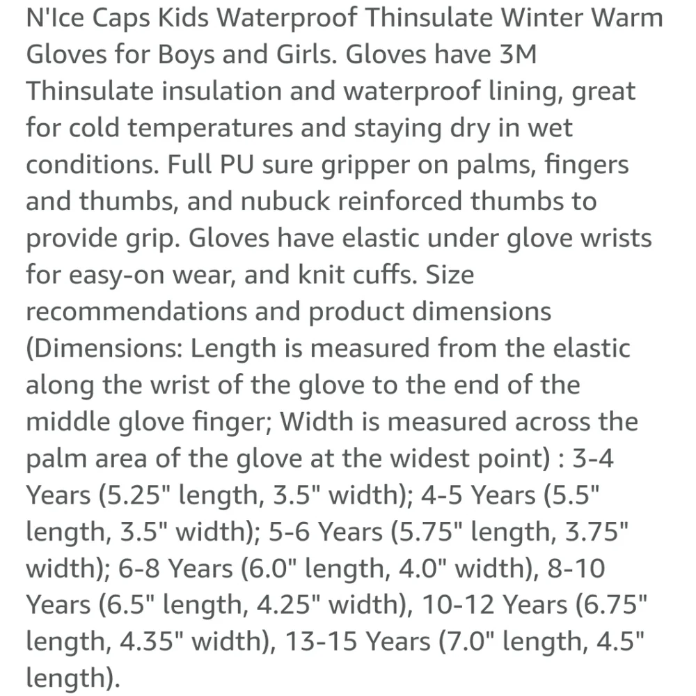 N'Ice Caps kids waterproof winter thinsulate gloves - black